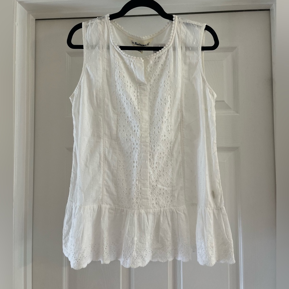 Tantrums White Eyelet Sleeveless Blouse